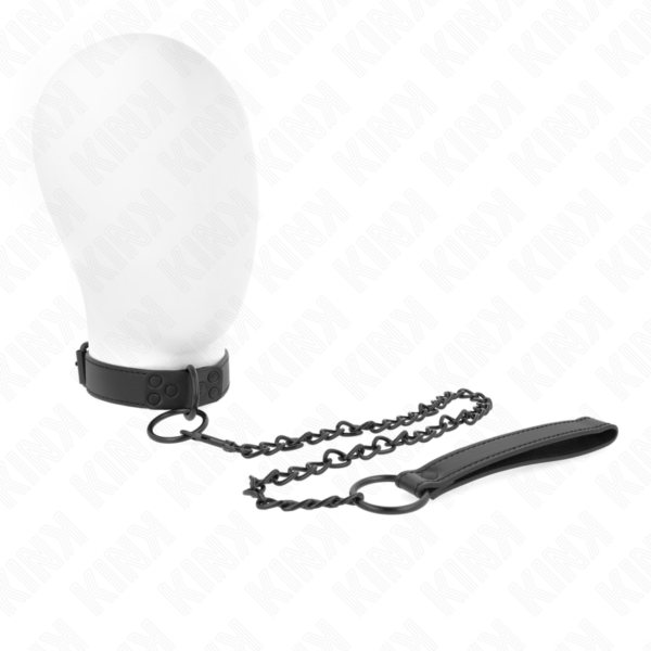 Imagen del artículo erótico KINK - COLLAR CON CORREA 65 CM OSCURO AJUSTABLE 37-54 CM X 3 CM de KINK COLLAR & GAG en la sección BDSM & BONDAGE |Bondage|Collares de Millenial Sexshop.