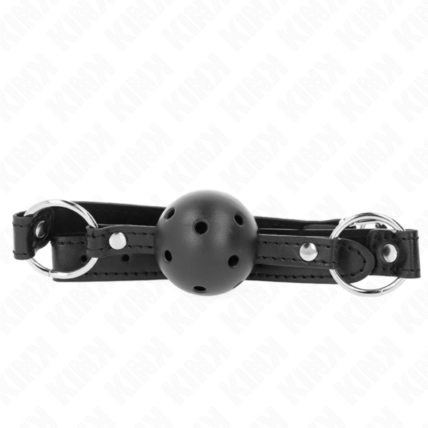 Imagen del artículo erótico KINK - MORDAZA DE BOLA 4.5 CM NEGRA DURA HUECA MODELO 1 63.5 X 2 CM de KINK COLLAR & GAG en la sección BDSM & BONDAGE |Bondage|Mordazas de Millenial Sexshop.
