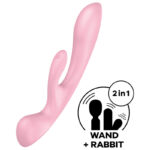 Imagen del artículo erótico SATISFYER - TRIPLE OH VIBRADOR HÍBRIDO ROSA de SATISFYER VIBRATOR en la sección JUGUETES BIENESTAR |Vibradores|Vibradores Rabbit de Millenial Sexshop.
